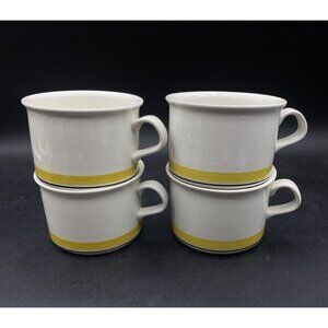 Arabia of Finland Faenza Yellow & Black Stripe Vintage LOT 4 Coffee Cups